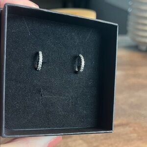 Pandora Silver 925 Hoop Huggie Earrings